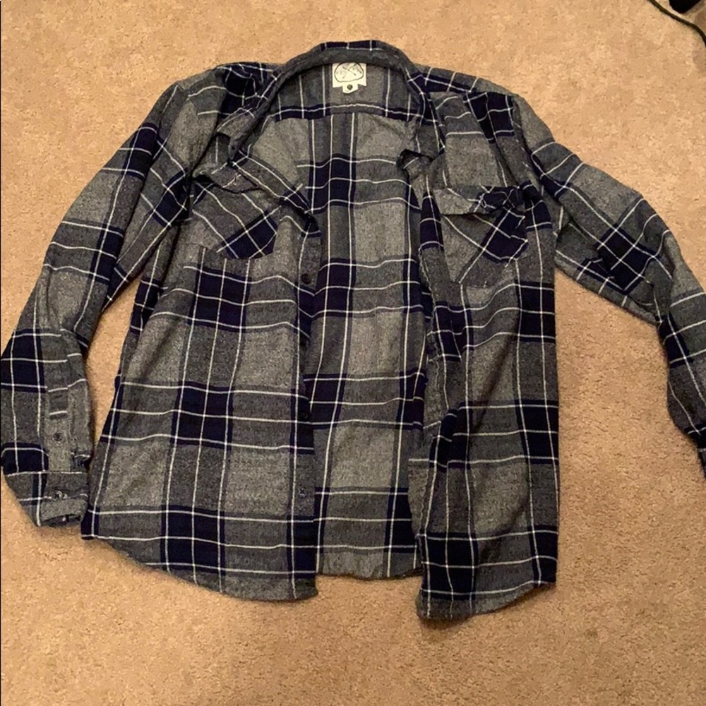 Grey and blue flannel